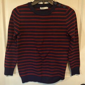 FRNCH striped knit sweater navy and red striped sweater size S/M s‎ m